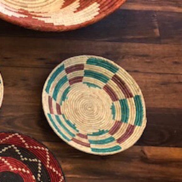 Southwest style boho coil woven wall basket. - Picture 2 of 3